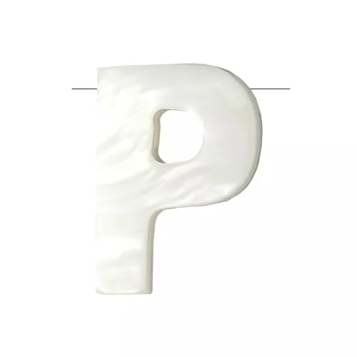 9x8mm Mother-of-pearl alphabet letter bead - P - Natural x1