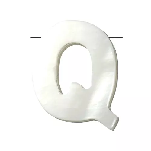 10x8.5mm Mother-of-pearl alphabet letter bead - Q - Natural x1