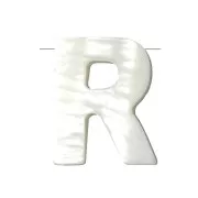 10x8mm Mother-of-pearl alphabet letter bead - R - Natural x1