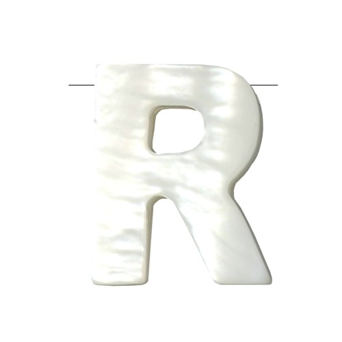10x8mm Mother-of-pearl alphabet letter bead - R - Natural x1
