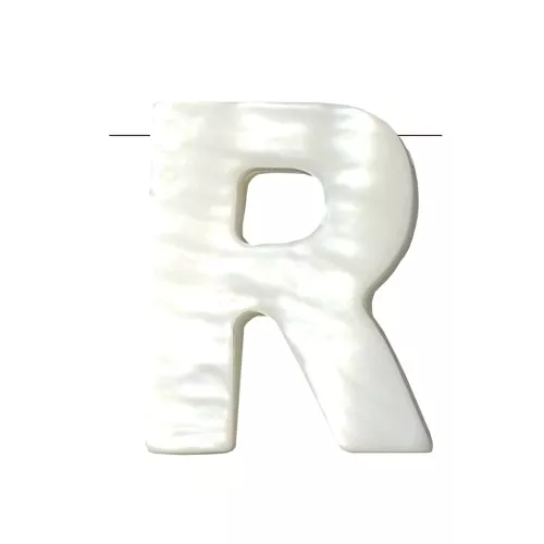 10x8mm Mother-of-pearl alphabet letter bead - R - Natural x1