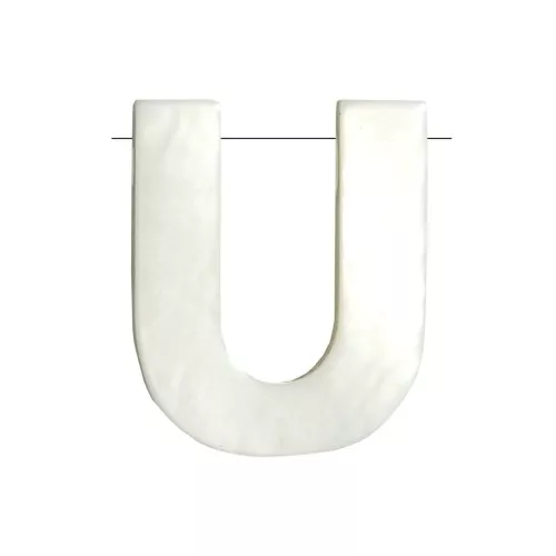 10x8mm Mother-of-pearl alphabet letter bead - U - Natural x1