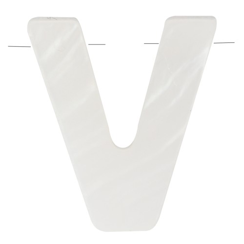 Alphabet letter bead 10x9 mm - V - Mother of pearl - Natural x1