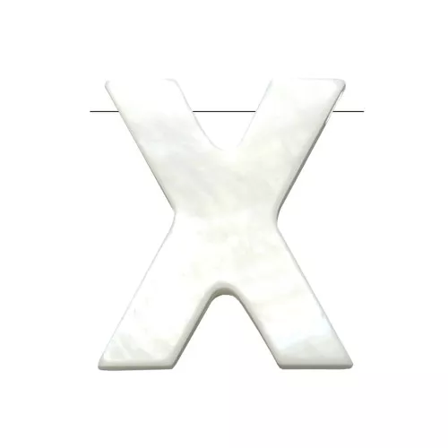 10x9mm Mother-of-pearl alphabet letter bead - X - Natural x1