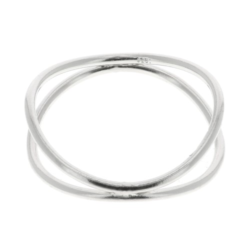 925 Sterling Silver Double crossed ring - Size 53 x1