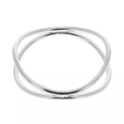 925 Sterling Silver Double crossed ring - Size 55 x1