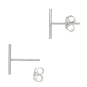 10mm 925 Sterling Silver thin bar earstuds x2