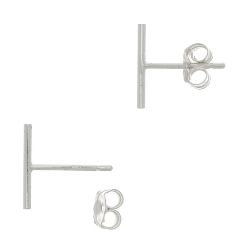 10mm 925 Sterling Silver thin bar earstuds x2