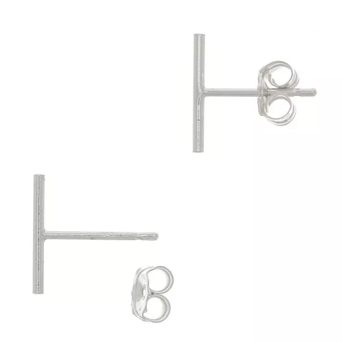 6mm 925 Sterling Silver Bar Earrings x2 Perles Co