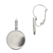 Stainless Steel Earwire/leverback with cabochon setting for 16 mm cabochon x2