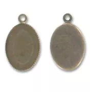 Pendant cabochon setting oval-shaped 25x18mm Bronze tone x1