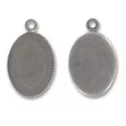 Pendant cabochon setting oval-shaped 18x13mm Old silver tone x1