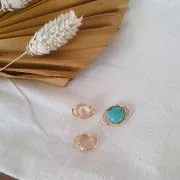 11x8mm 925 Sterling Silver diamond effect connector for 8mm cabochon x1