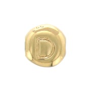 6mm Round alphabet letter bead - D - Gold plated 3 micron x1