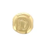6mm Round alphabet letter bead - D - Gold plated 3 micron x1