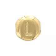 6mm Round alphabet letter bead - L - Gold plated 3 micron x1
