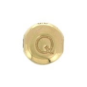 6mm Round alphabet letter bead - Q - Gold plated 3 micron x1|raw }}
