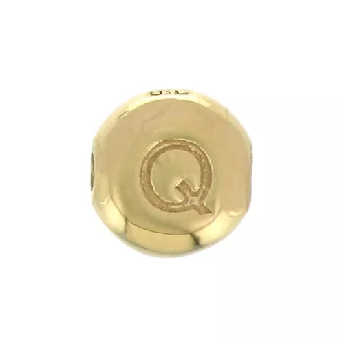 6mm Round alphabet letter bead - Q - Gold plated 3 micron x1