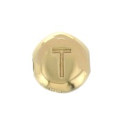 6mm Round alphabet letter bead - T - Gold plated 3 micron x1