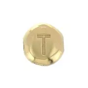 6mm Round alphabet letter bead - T - Gold plated 3 micron x1