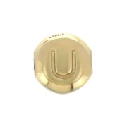 6mm Round alphabet letter bead - U - Gold plated 3 micron x1