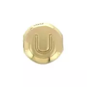 6mm Round alphabet letter bead - U - Gold plated 3 micron x1