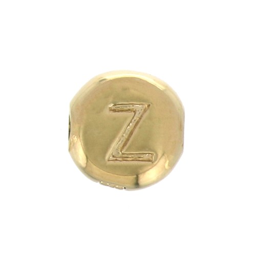 6mm Round alphabet letter bead - Z - Gold plated 3 micron x1