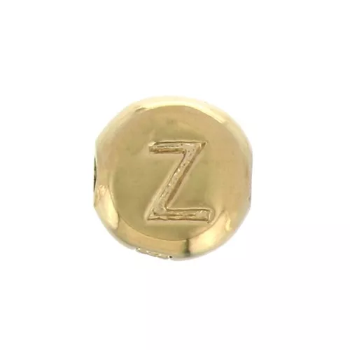 6mm Round alphabet letter bead - Z - Gold plated 3 micron x1