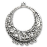 Round Filigree finding 52mm Old silver tone x1