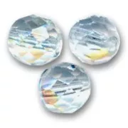 Fire Polished faceted round beads 12mm Crystal AB x5