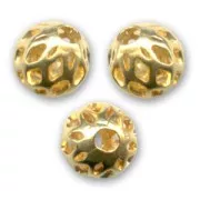 Fine gold plated 6 mm filigree balls x10