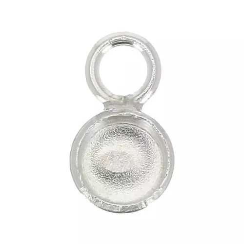 925 Sterling Silver Mini round pendant for 3 mm flat back cabochon x1