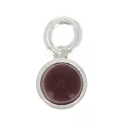 925 Sterling Silver Mini round pendant for 3 mm flat back cabochon x1