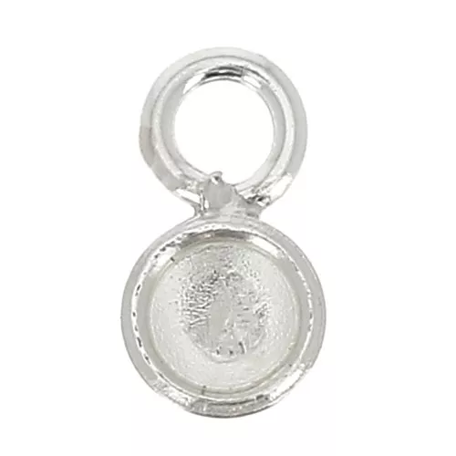 925 Sterling Silver Mini round pendant for 4 mm flat back cabochon x1