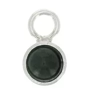 925 Sterling Silver Mini round pendant for 4 mm flat back cabochon x1