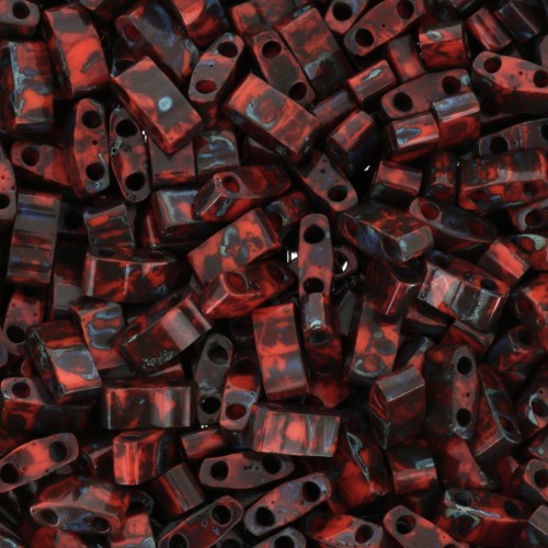 5x2.3x1.9mm Miyuki Half Tila Beads HTL-4520 - Opaque Orange Picasso x10g