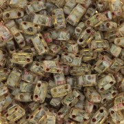 5x2.3x1.9mm Miyuki Half Tila Beads HTL-4501 - Transparent Light Topaz Picasso x10g