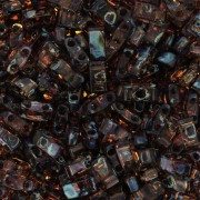 5x2.3x1.9mm Miyuki Half Tila Beads HTL-4502 - Transparent Dark Topaz Picasso x10g