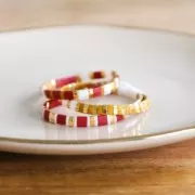 5x2.3x1.9mm Miyuki Half Tila Beads HTL-4504 - Transparent Ruby Picasso x10g