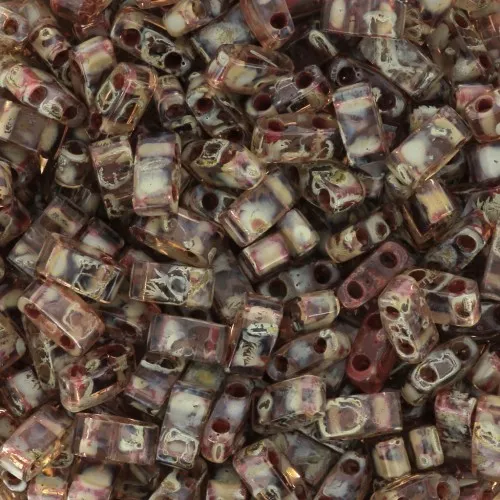 5x2.3x1.9mm Miyuki Half Tila Beads HTL-4505 - Tr Light Smoky Topaz Picasso x10g