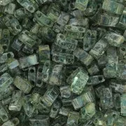 5x2.3x1.9mm Miyuki Half Tila Beads HTL-4506 - Transparent Sea Foam Picasso x10g