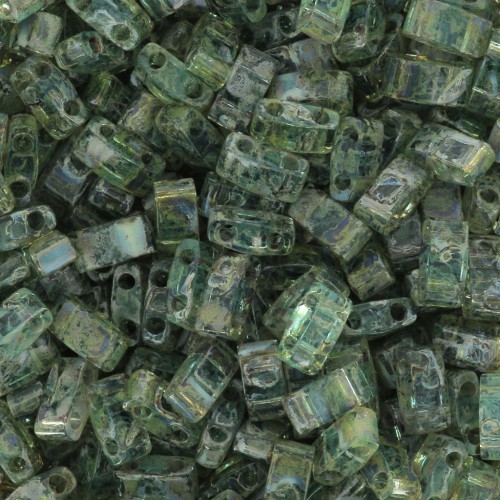 5x2.3x1.9mm Miyuki Half Tila Beads HTL-4506 - Transparent Sea Foam Picasso x10g