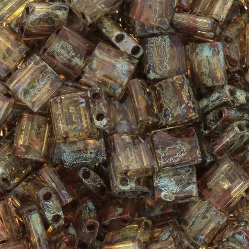 Miyuki Tila Beads 5x5x1.9 mm TL-4501 - Transparent Light Topaz Picasso x10g