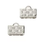 Crimp-end for ribbon 10mm Fine silver plating x50