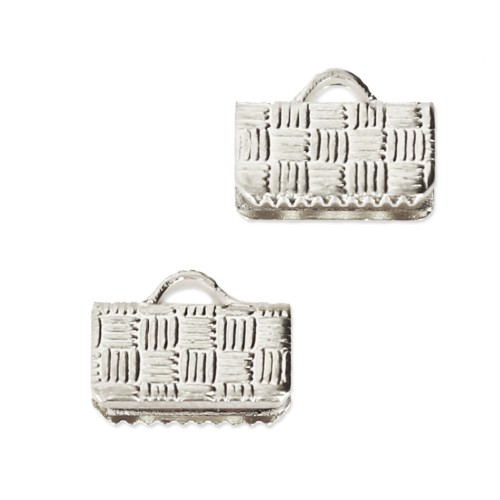 Crimp-end for ribbon 10mm Fine silver plating x50