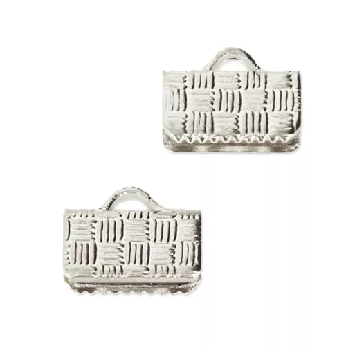 Crimp-end for ribbon 10mm Fine silver plating x50