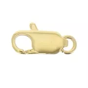 Elongated 14 mm lobster clasp with open ring - 3-micron gold-plated x1
