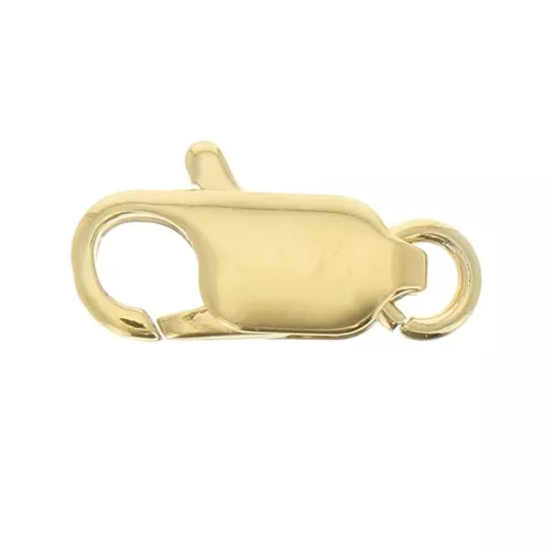 Elongated 14 mm lobster clasp with open ring - 3-micron gold-plated x1