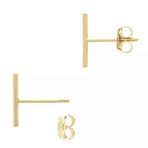10mm Gold filled T-shape bar earstuds x2