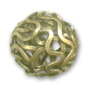 Filigreed metal ball 18mm Old gold tone x1|raw }}